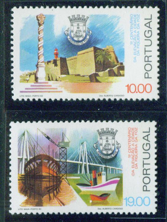 Portugal Scott 1525-6 MNH** 1981 Figueira da Foz set CV$2.15