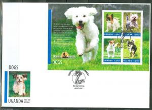 UGANDA 2014 DOMESTIC ANIMALS DOGS JACK RUSSEL TERRIER CHIHUAHUA TERRIER FDC