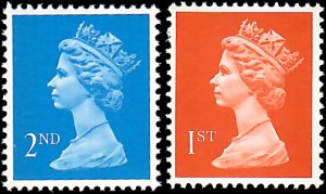GB Machin SG 1451ab & 1514a MNH 2nd Band Left, 1st Bright Orange-Red