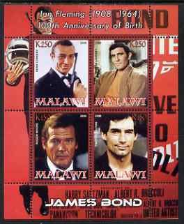 MALAWI - 2008 - Ian Fleming #1 - Perf 4v Sheet - MNH - Private Issue