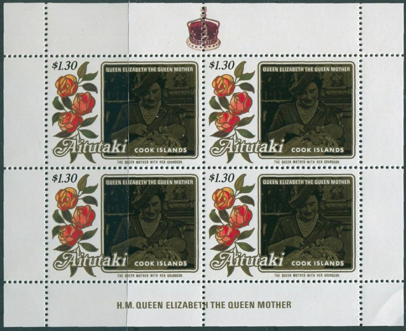 Aitutaki 1985 SG526 Queen Mother x 4 sheet MNH