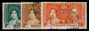 TRINIDAD & TOBAGO GVI SG243-245, 1937 CORONATION set, FINE USED.