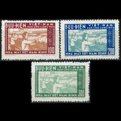 VIET NAM NORTH 1957 - Scott# 51-3 Textile Mill Set of 3 NH