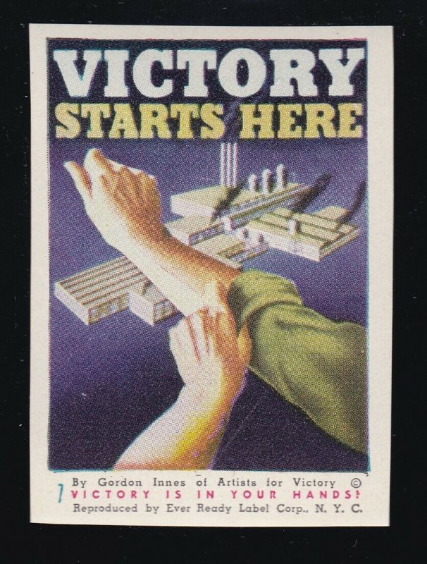 US Vintage WWII Patriotic Poster Stamp Victory Starts Here M OG NH