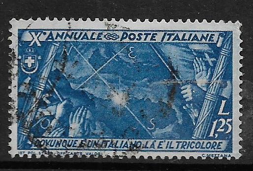 ITALY, 301, USED, FLAG ,MAP & POINT OF COMPASS