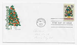 US 1508 8c Christmas Issue - Tree single on FDC Farnam Cachet ECV $10.00