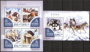 Solomon Islands 2015 Dogs sheet + S/S MNH