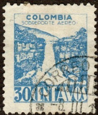 Colombia C138 - Used - 30c Tequendama Waterfall (1945)