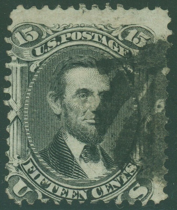 US SCOTT #91 Used 15¢ Lincoln, Scarce E Grill, PSE CERT, Nibbed Perf, SCV $600 