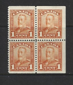 CANADA - #149a - 1c KING GEORGE V SCROLL ISSUE PART BOOKLET PANE MH