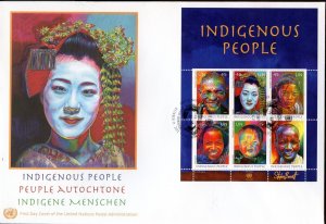 UNITED NATIONS 2012 INDIGENOUS PEOPLE  NY GENEVA VIENNA SHEETS FIRST DAY COVERS