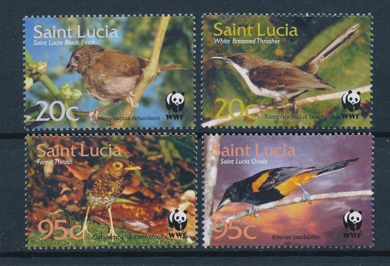 [53531] St. Lucia 2001 Birds Vögel Oiseaux Ucelli WWF  MNH