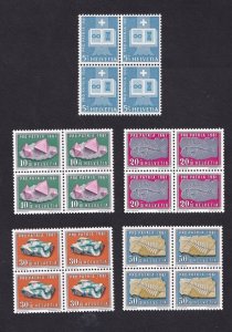 Switzerland  #B303-B307 MNH  1961  Pro Patria  complete set in blocks of 4