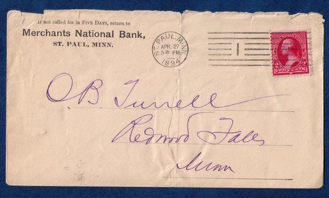 US Sc 220 Postal History Cover St.Paul Machine Cancel (1894):