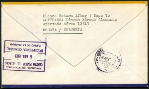 Colombia Bogota to Caracas Venezuela Avianca Lufthansa 1973 First Flight Cover