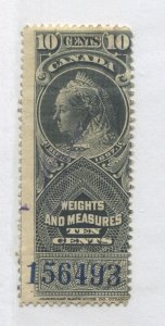 Canada QV 1897 10 cents Weights and Measures stamp used