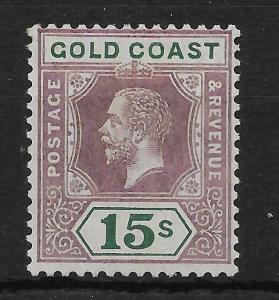 GOLD COAST SG100 1921 15/= PURPLE & GREEN MTD MINT