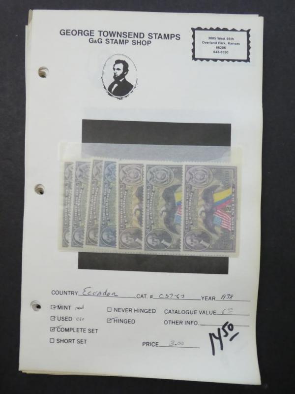 EDW1949SELL : ECUADOR Mint & Used collection on display pages Scott Catalog $317