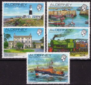 ZAYIX Alderney 42-46 MNH Ships Lighthouses Railroads 092023S47M