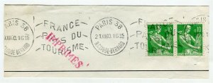 FRANCE; Fine early Full TPO POSTMARK PIECE, 1960 Paris 60