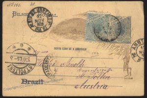 Brazil 1905 Upfranked Postal Card Cover St Polten Austria G112486