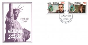 Maldive Islands 1157-1158 Statue of Liberty U/A FDC