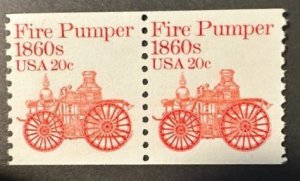 US # 1908 Fire Pumper 20C Coil Pair Mint NH