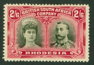 SG 155a Rhodesia 1910-13. 2/6 black & crimson. A fine fresh unmounted mint...