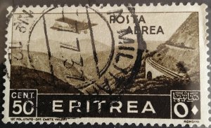 Eritrea, stamp, Scott#C8,  used, hinged, Air mail, plane