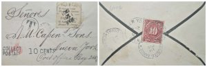O) 1901 COLOMBIA, T - TAX, TUMACO,  MANUEL E. JIMENEZ, POSTAL AGENTCOLLECT POSTA