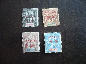 Stamps-French Offices in Canton Scott#1,1a,2,5- Mint Hinged Part Set of 4 Stamps