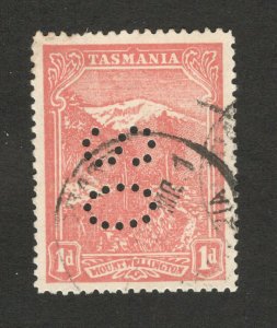 TASMANIA - AUSTRALIA - USED STAMP - PERFIN OS , 1d