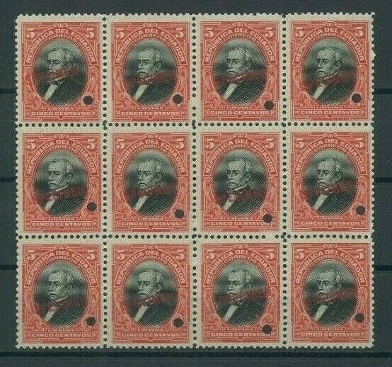 ECUADOR Stamps 1911 *SPECIMEN* 5c President Urvina Block {12} Mint UM MNH MF103