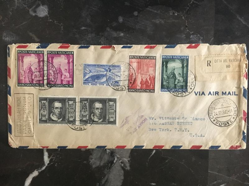 1949 Vatican cover to USA  Multi Franked  See Back!