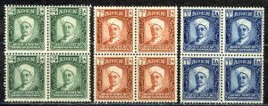 Aden Qu'aiti State Sc# 1-3 MNH Blocks/4 1942 Definitives