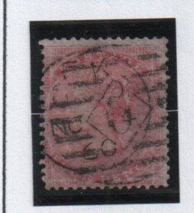 Great Britain QV 1857 SG66a 4d pale rose, large garter watermark, used