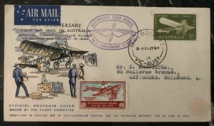 1964 Melbourne Australia First Flight 50th Anniversary Cover FDC To Sydney