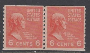 United States, Scott #846; 6c Adams Coil Pair, MNH