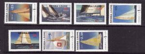 Sierra Leone-Sc#836-42-unused NH set-America's Cup-Yachts-1985-