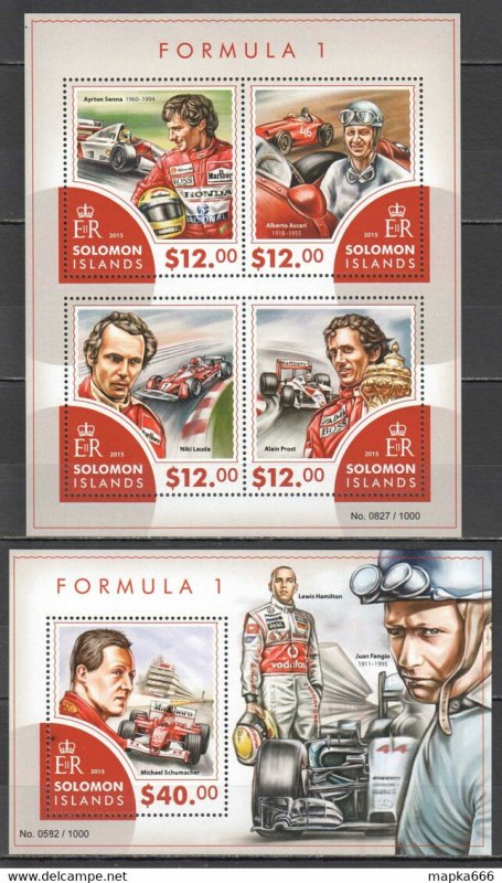 2015 Solomon Islands Formula 1 F1 Senna Schumacher #3377-81 1+1 ** Ls464