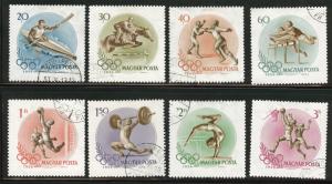 HUNGARY Scott 1160-7 used 1956 Olympic set