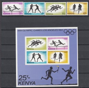 Z414 Stamps 1984 kenya set mnh + s/s 297-301 sports #