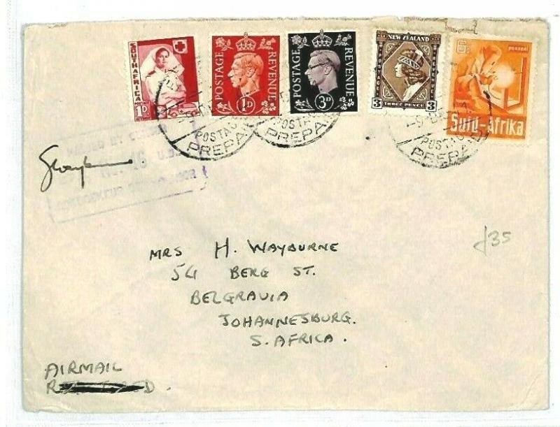 EGYPT GB SOUTH AFRICA NEW ZEALAND Franking {samwells-covers} 1941 WW2 CW15