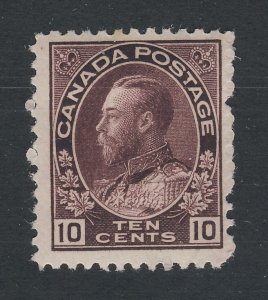 Canada WW1 Admiral Stamp; #116-10c MH Fine Guide Value = $125.00