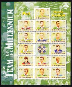 Ireland 1999 MNH Scott #1185 Sheet of 15 + label Gaelic Football Team of the ...