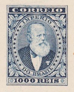 BRAZIL 1000 Reis large die proof in blue - countersunk on thick paper......87796 