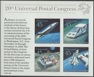 Futuristic Mail Delivery Souvenir Sheet 45 Cent Airmail Stamps Scott C126a