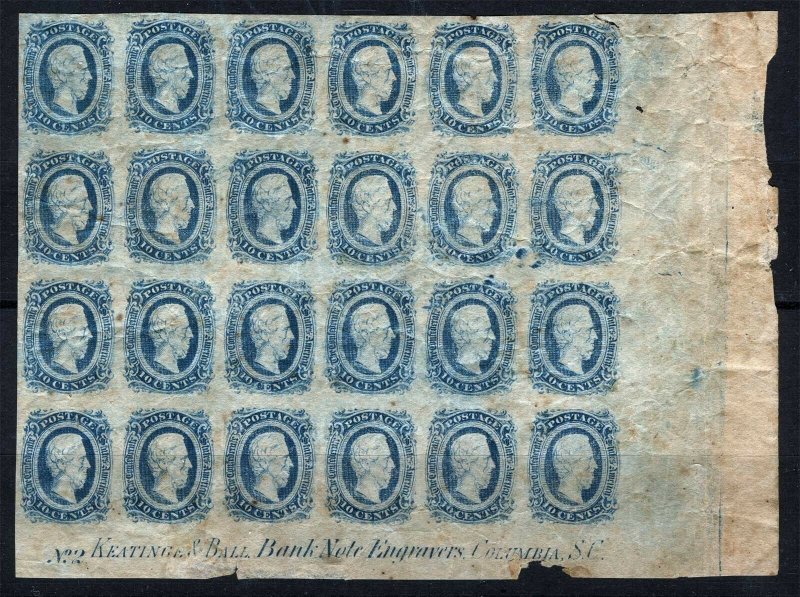 CSA Sc 11 Blue 10¢ Keatinge & Ball Block of 24 Hinges Original Gum