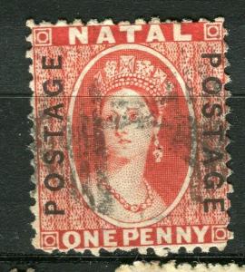 NATAL; 1870s early classic QV POSTAGE issue fine used 1d. value