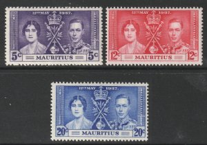 Mauritius Scott 208/210 - SG249/251, 1937 Coronation Set MH*
